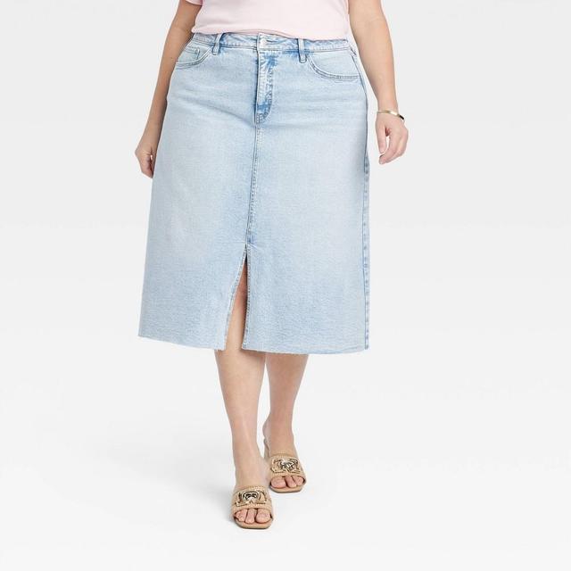 Womens Denim Midi Skirt - Ava & Viv Light Wash 26 Product Image