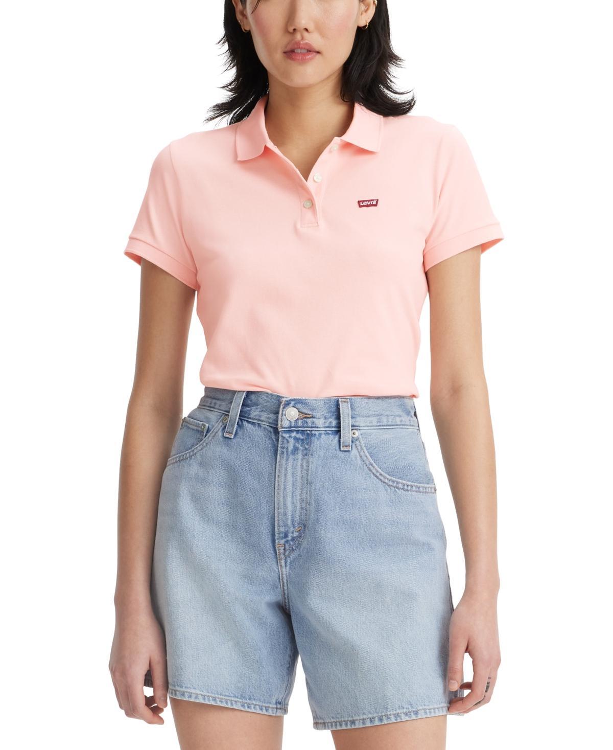 Levis Womens Crown-Logo Shirt-Sleeve Polo Shirt Product Image