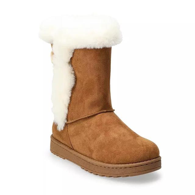 SO Abigail Womens Faux-Fur Winter Boots Brown Product Image