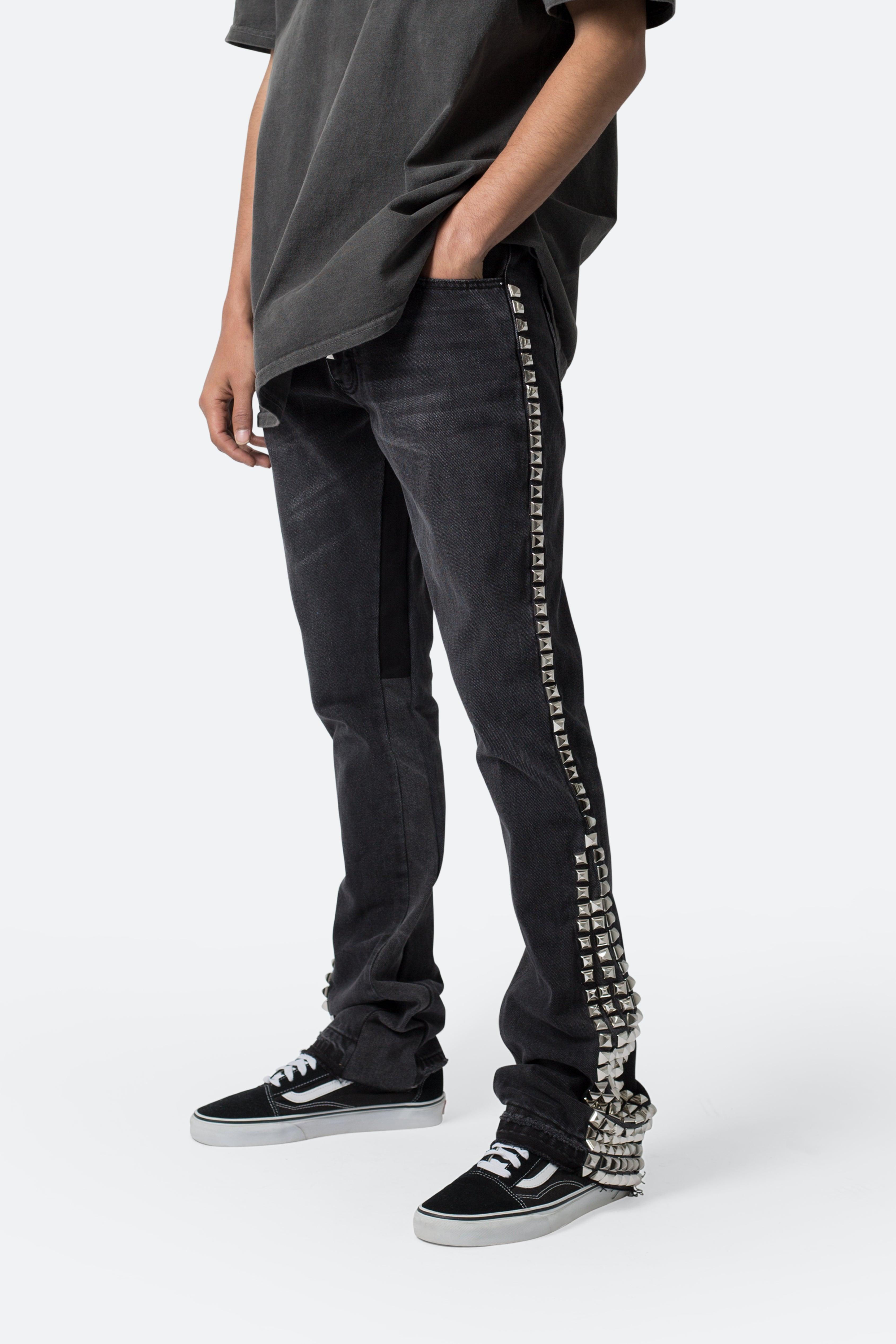 B572 Studded Flare Denim - Black product image