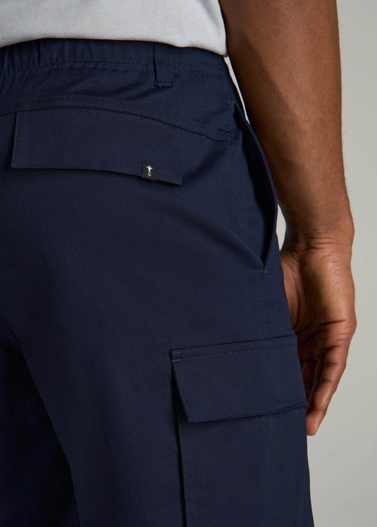 Stretch Twill Cargo Shorts for Tall Men in Evening Blue Product Image