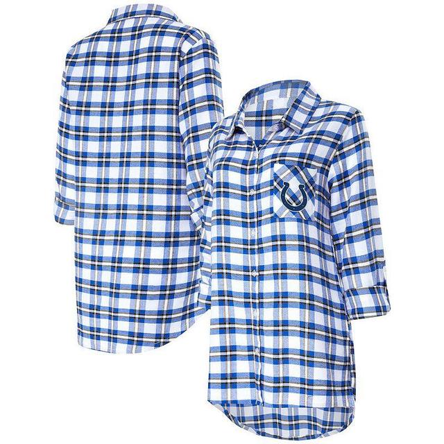 Womens Concepts Sport Royal Indianapolis Colts Sienna Plaid Full-Button Long Sleeve Nightshirt Product Image