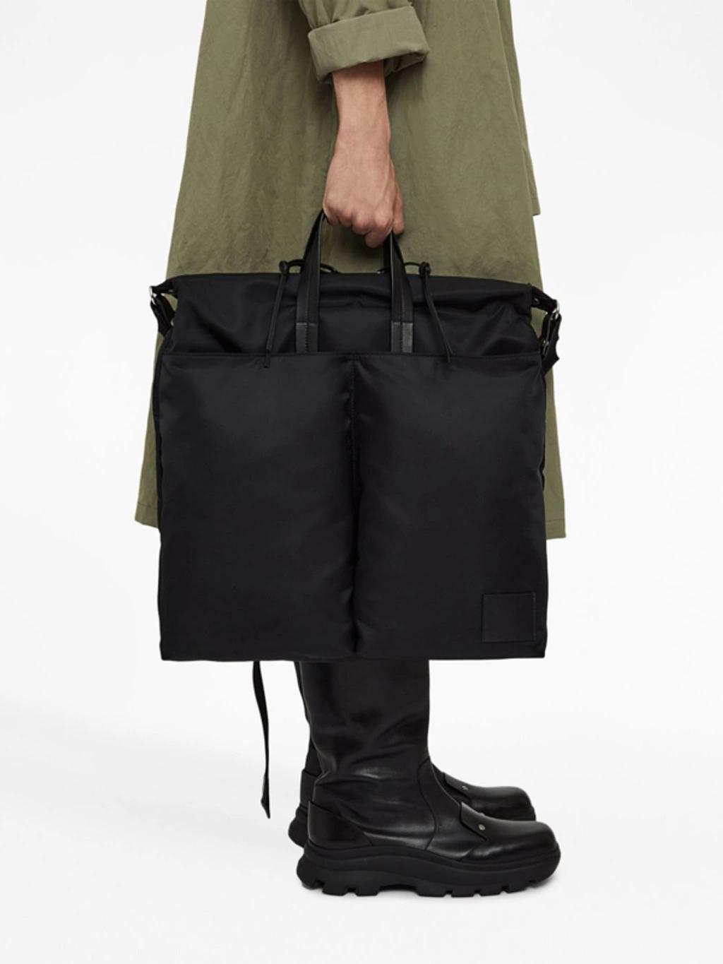 JIL SANDER Logo-patch Leather Tote Bag In Black Product Image