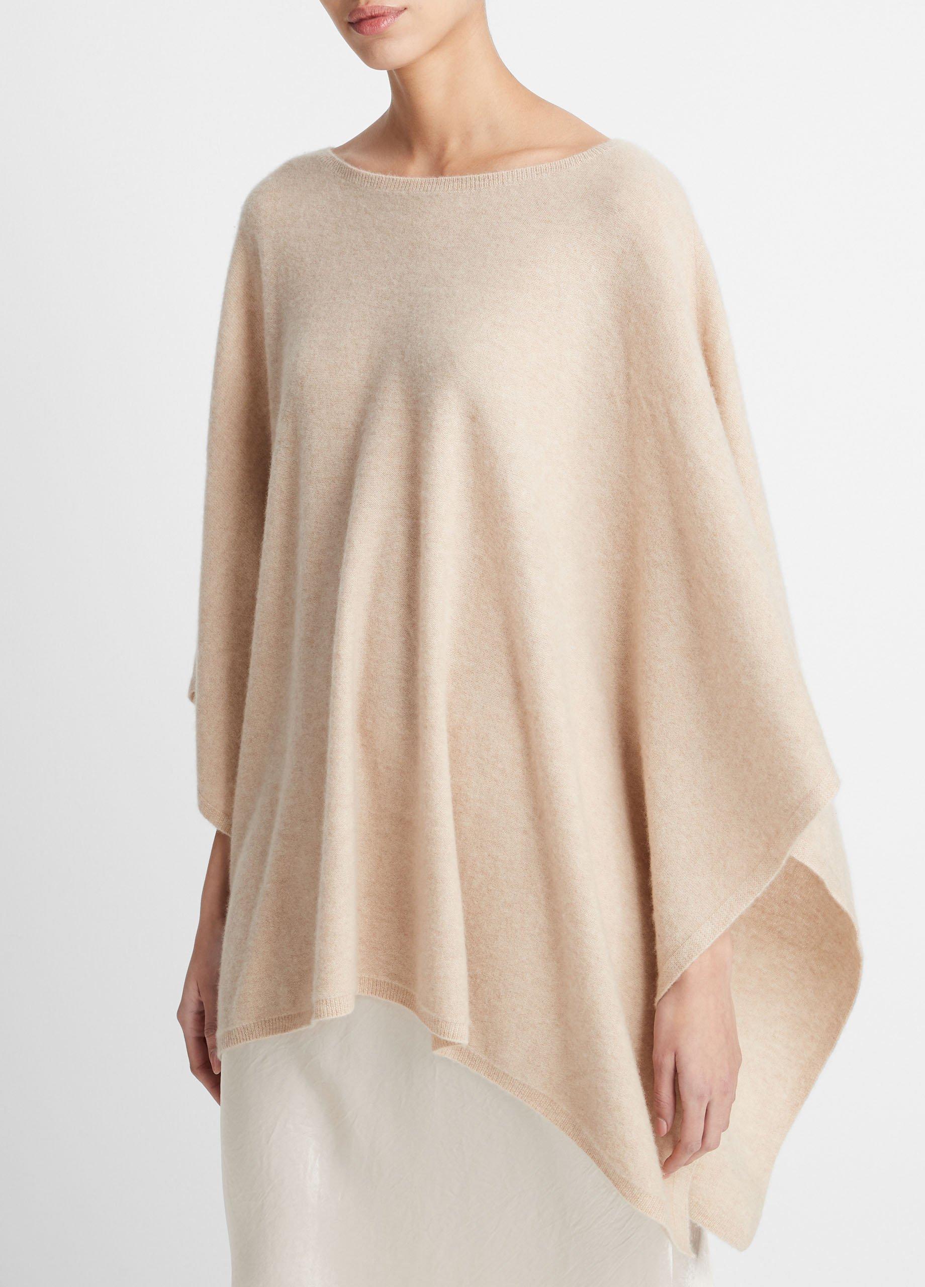 Reverse-Jersey Cashmere Boat-Neck Poncho Product Image