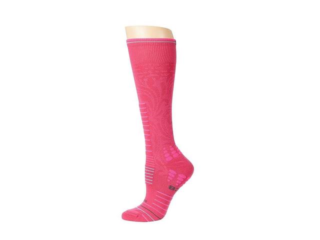 Eurosock Ski Light Silver (Floral Pink) Women's Crew Cut Socks Shoes Product Image