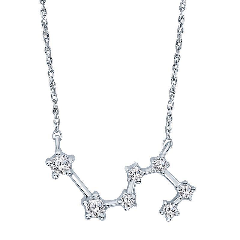 Sterling Silver 1/5 Carat T.W. Diamond Constellation Necklace, Womens Gemini Product Image