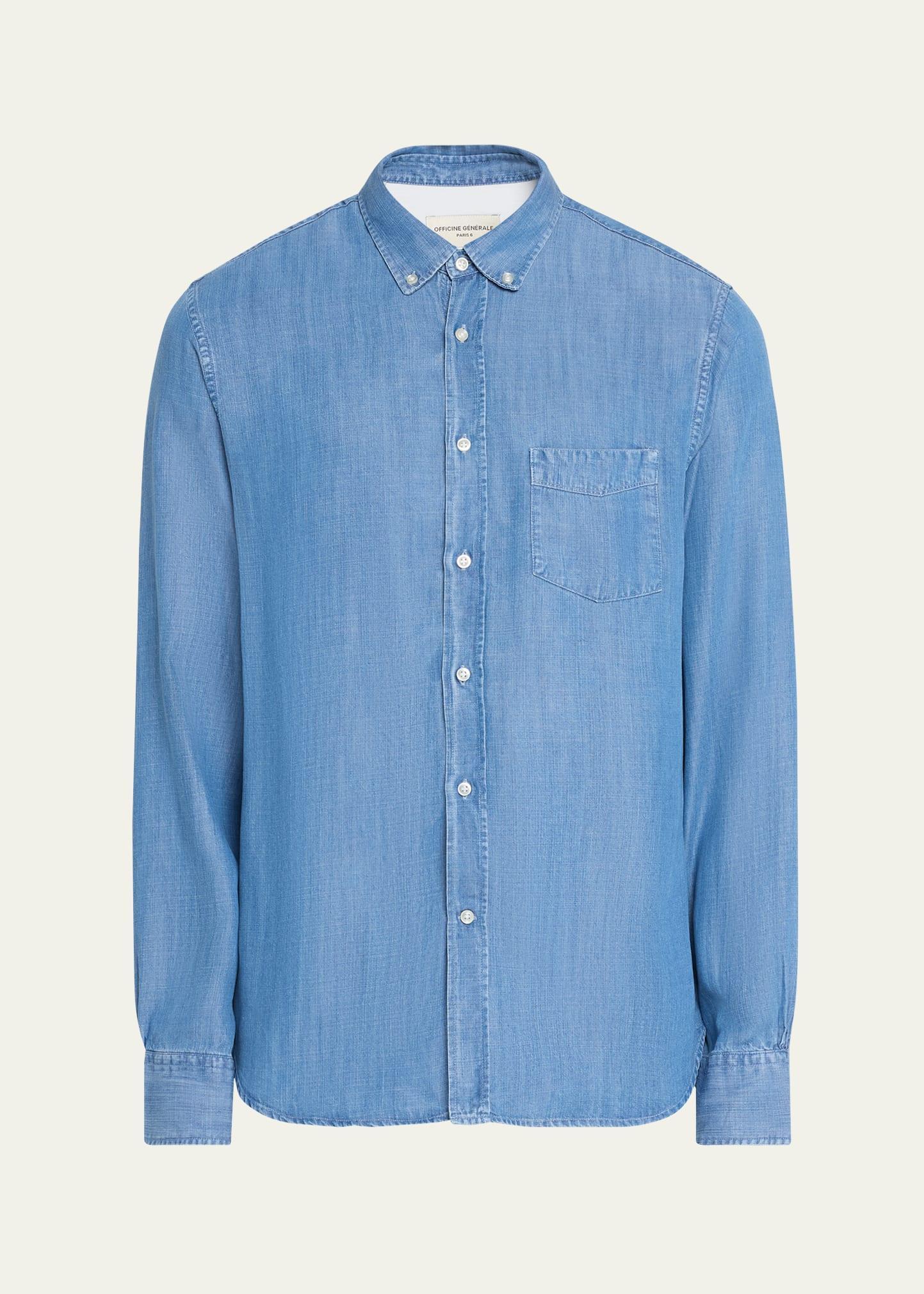 Mens Denim Button-Up Shirt Product Image