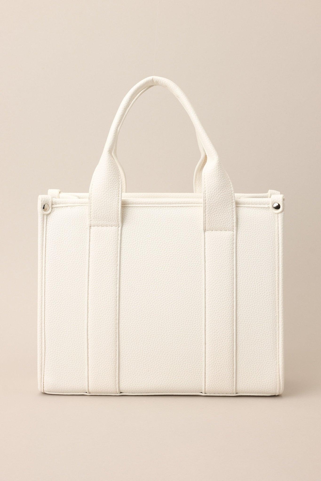 Living On Purpose White Faux Leather Tote Bag Product Image