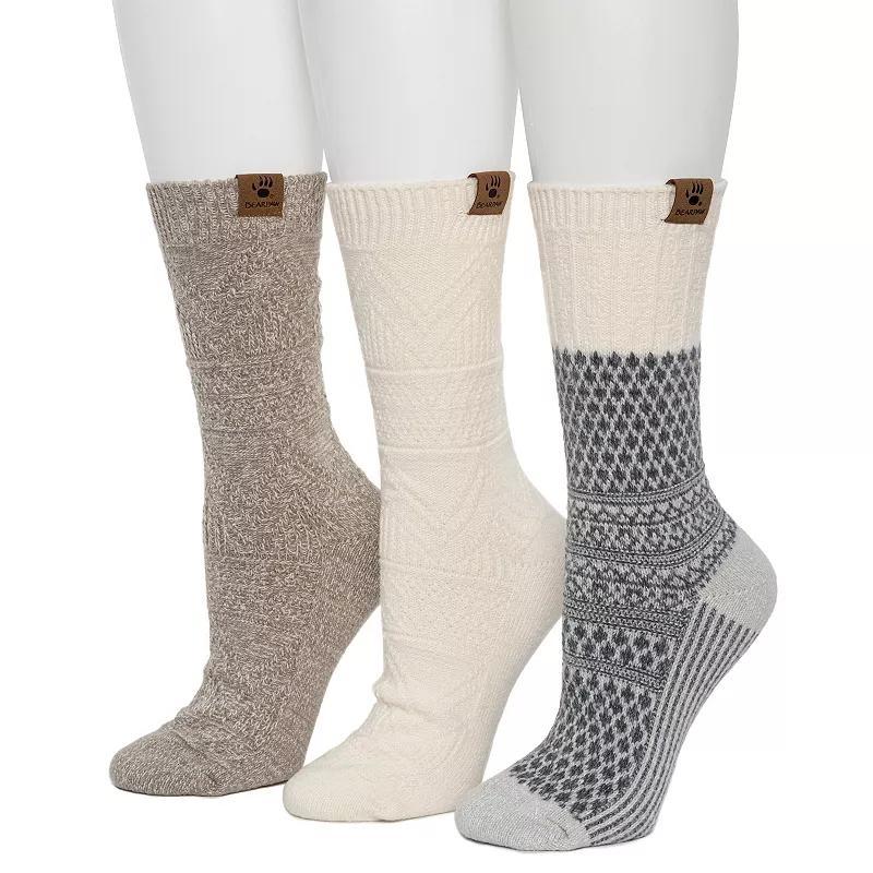 Womens Bearpaw 3-Pack Diamond Fairisle Crew Socks Product Image