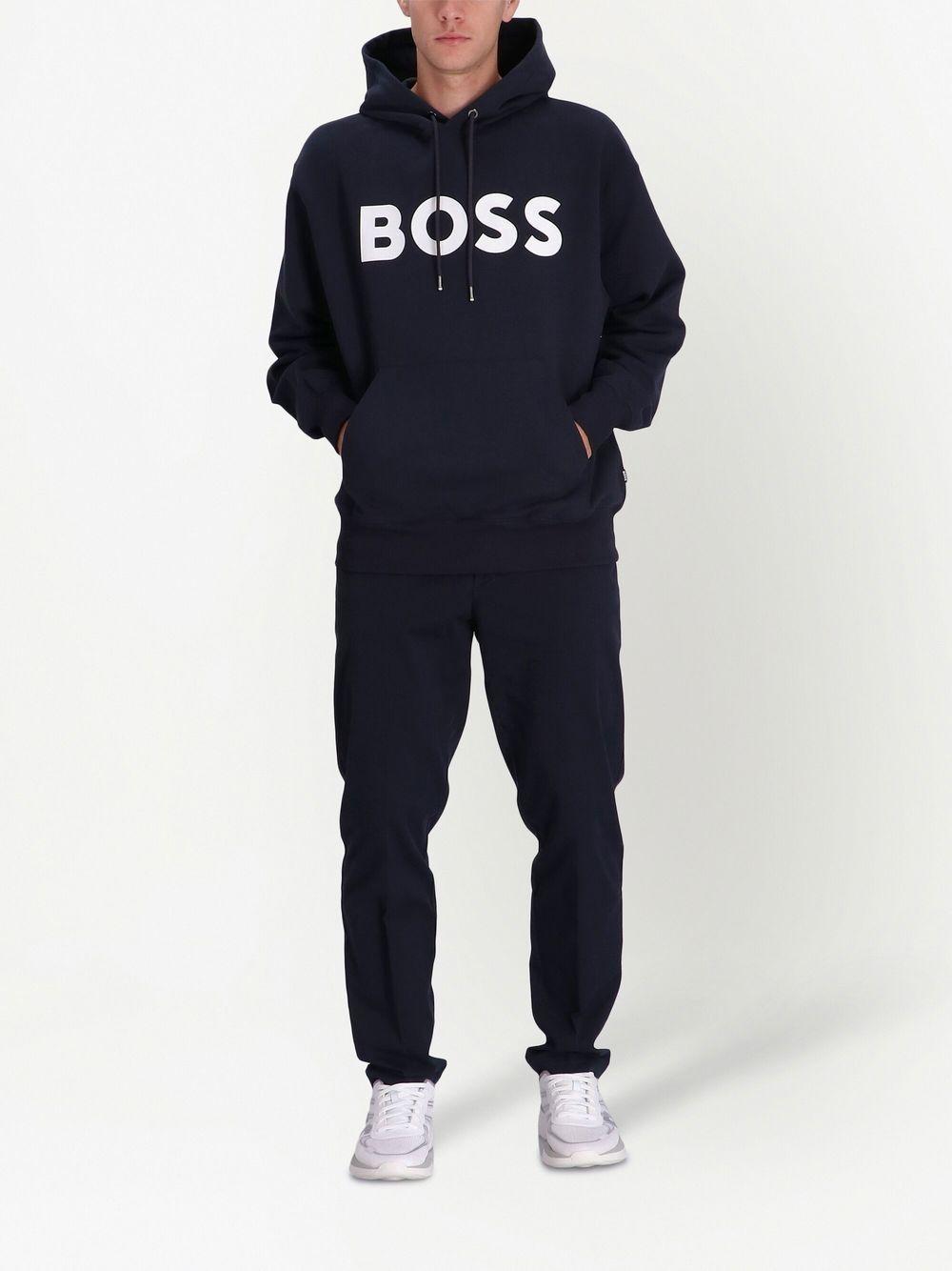 Logo-print Drawstring Hoodie In Navy Product Image