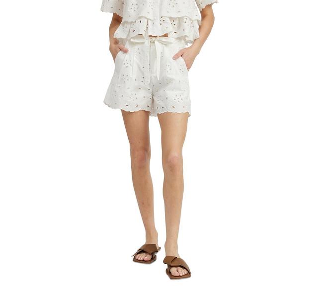 En Saison Womens Marina Cotton Eyelet Shorts Product Image