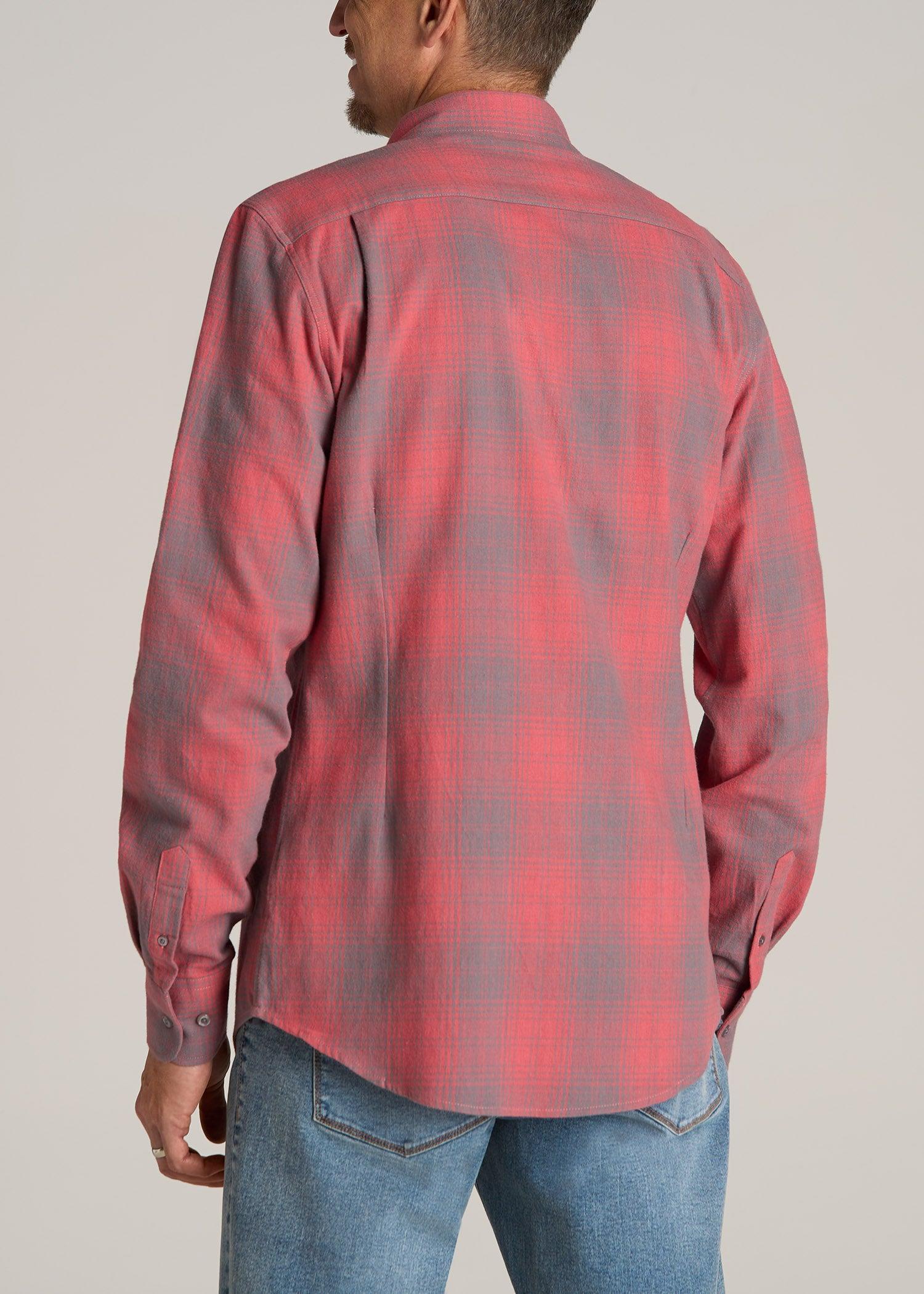 Nelson Flannel Shirt for Tall Men in Red and Grey Plaid Male Product Image