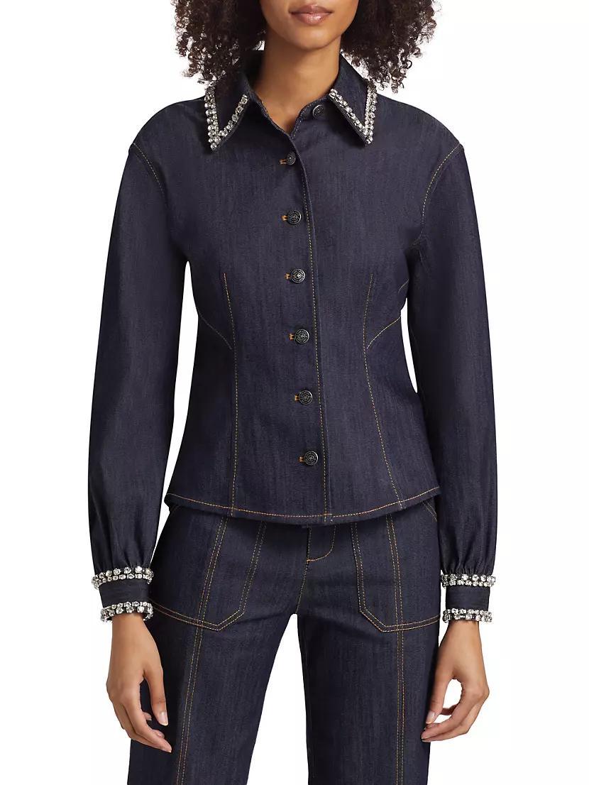 Autumn Embellished Denim Blouse Product Image