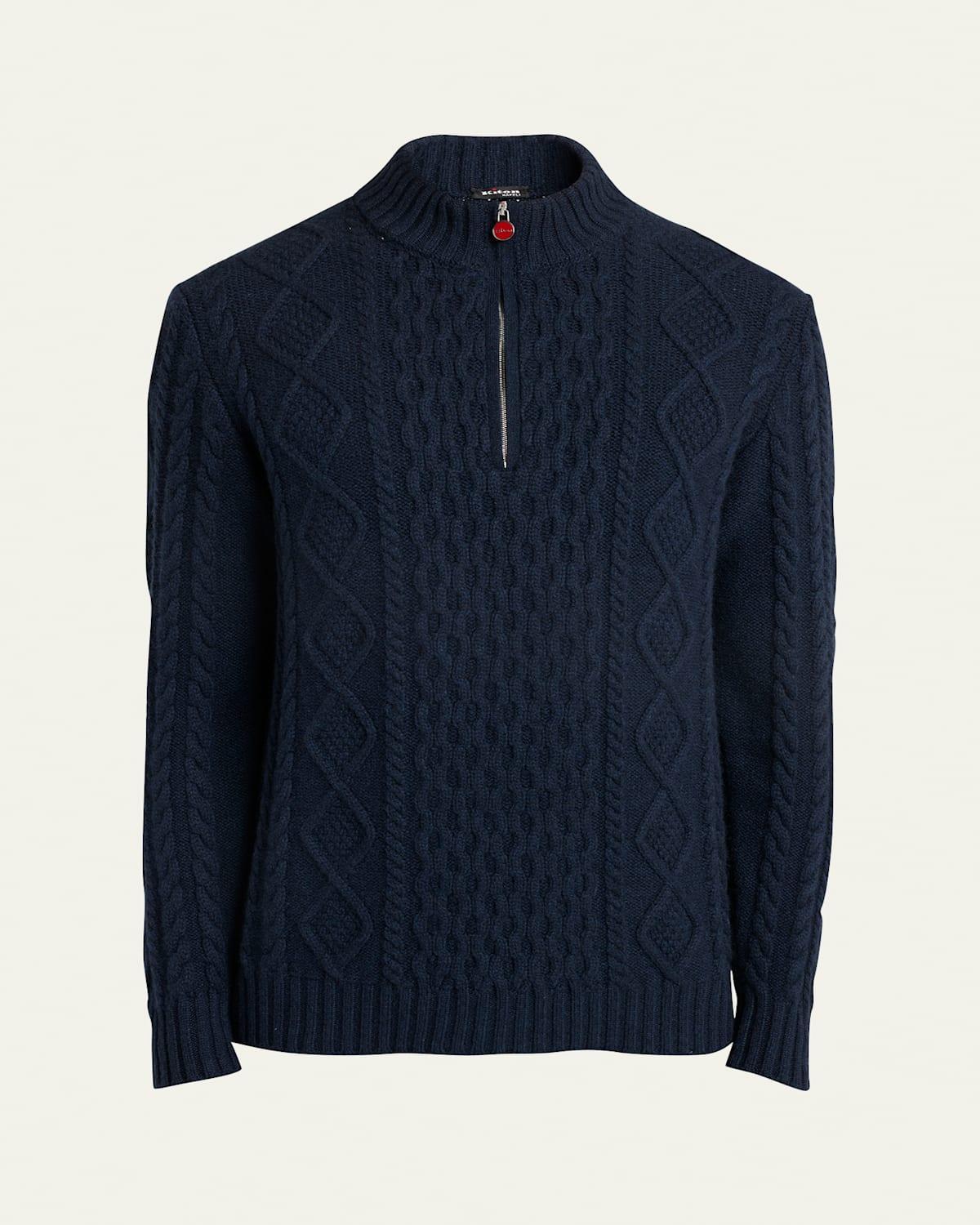 Mens Cashmere Cable Half-Zip Sweater Product Image