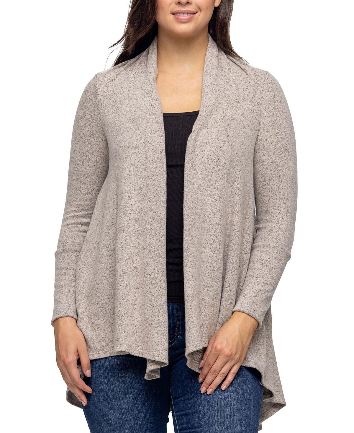 Womens 24Seven Comfort Apparel Open Front High Low Cozy Cardigan Product Image