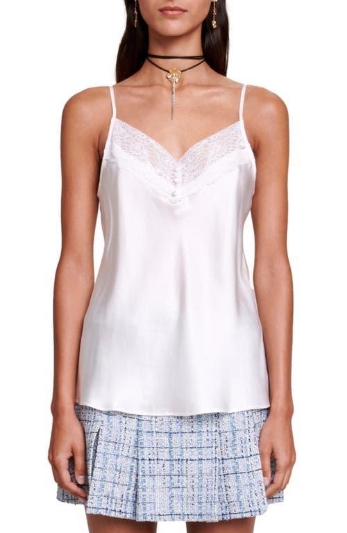 Maje Leana Lace Trim Silk Camisole Product Image