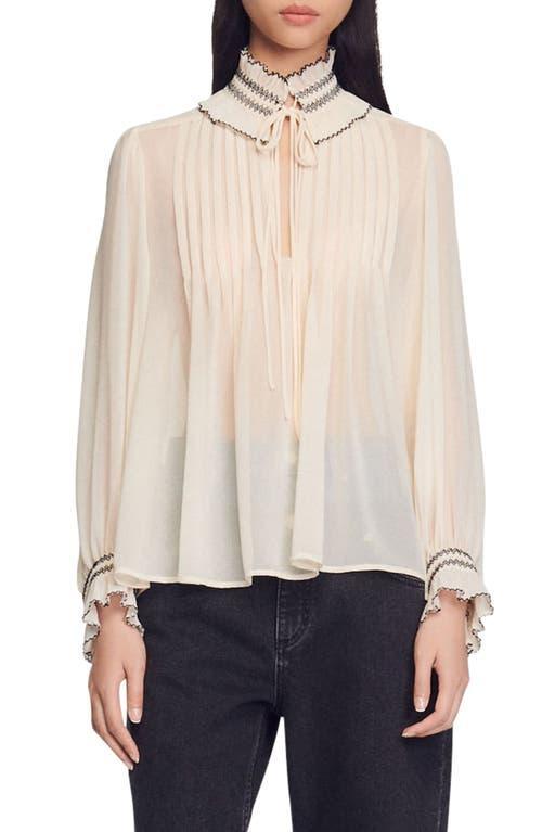 sandro Jacinthe Split Neck Blouse Product Image