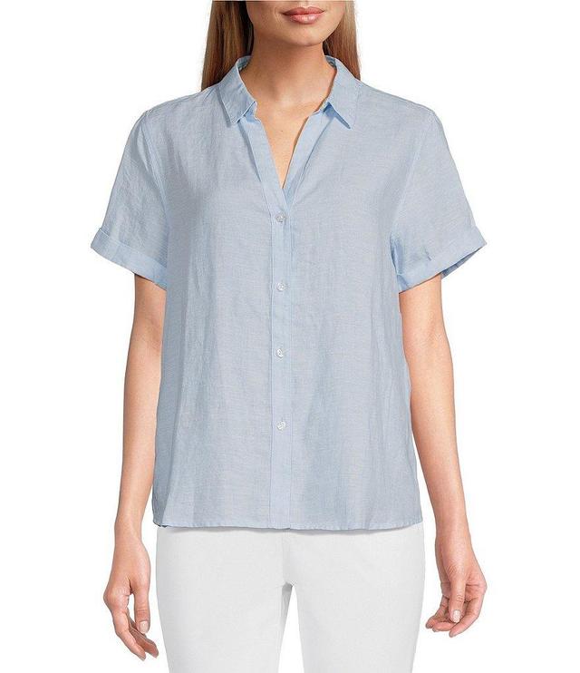 Tommy Bahama Point Collar Short Sleeve Button Front Top Product Image