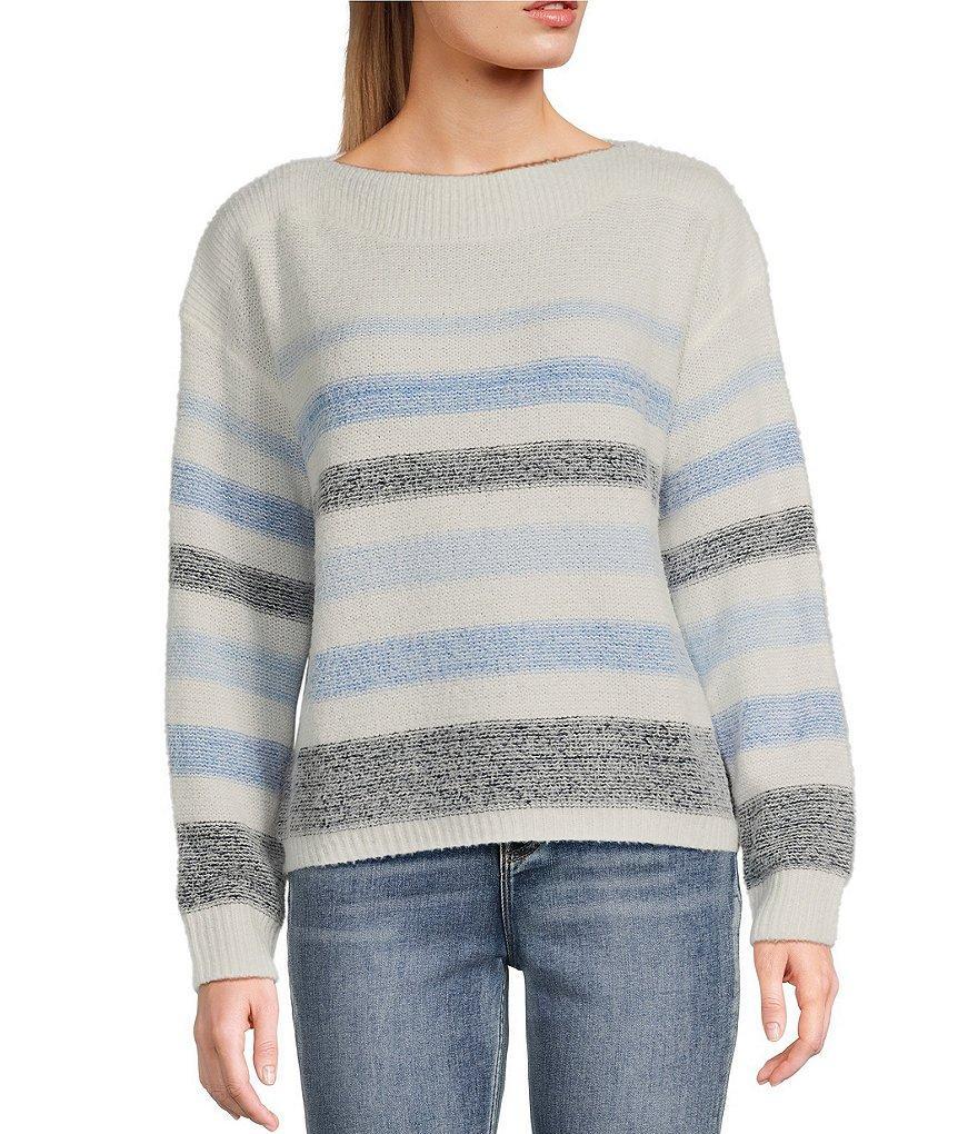 Takara Stripe Boat Neck Eyelash Sweater Product Image