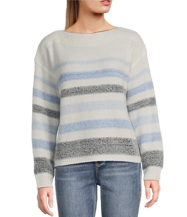 Takara Stripe Boat Neck Eyelash Sweater Product Image