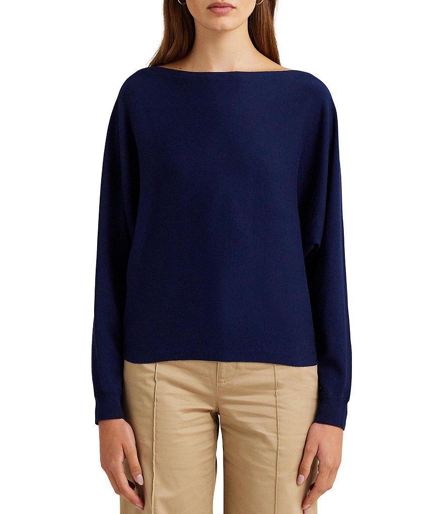 Lauren Ralph Lauren Petite Size Leniroza Long Dolman Sleeve Boat Neck Sweater Product Image