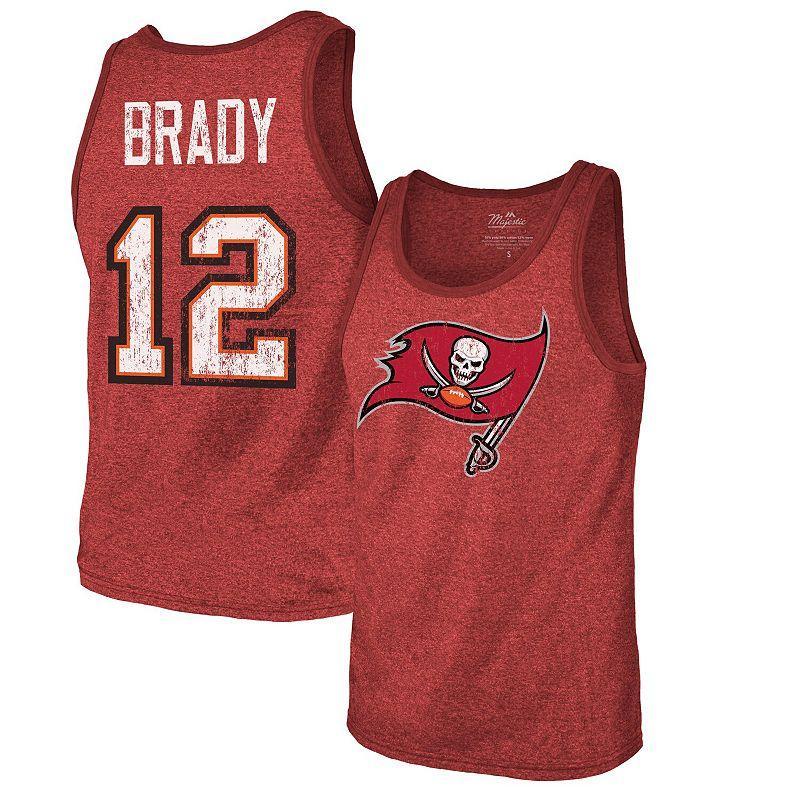 Mens Fanatics Branded Tom Brady Red Tampa Bay Buccaneers Name & Number Tri-Blend Tank Top BUC Red Product Image