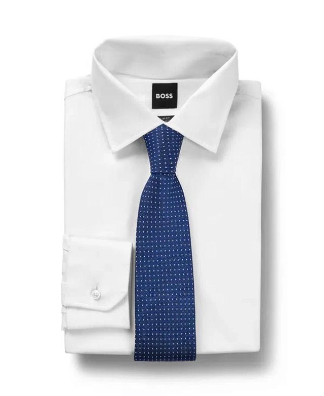 Boss By  Men's Jacquard Dot Pattern Tie In Birght Blue Product Image