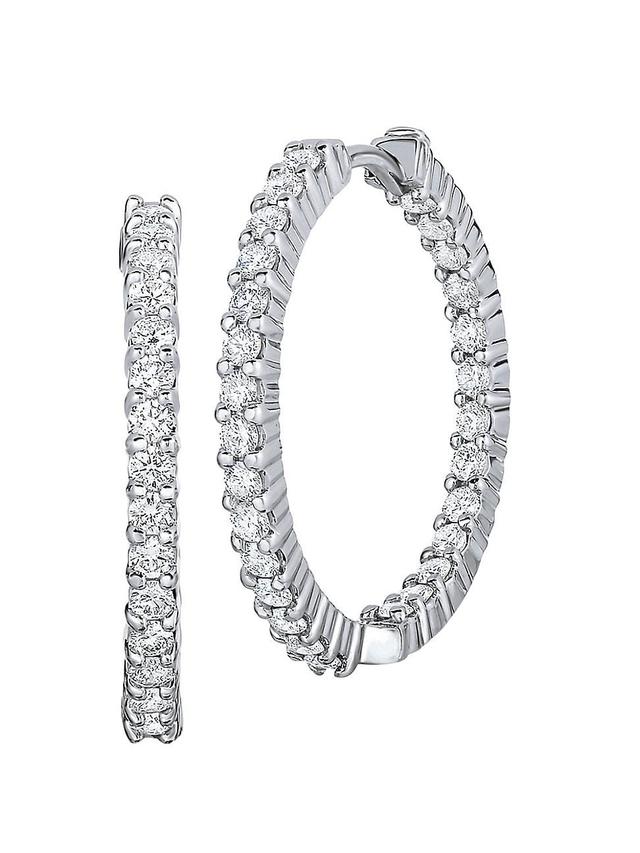 Roberto Coin 18K White Gold Perfect Diamond Inside Out Hoop Earrings Product Image