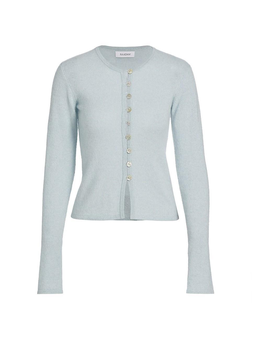 Womens Cashmere Shell Button Fitted Cardigan Product Image