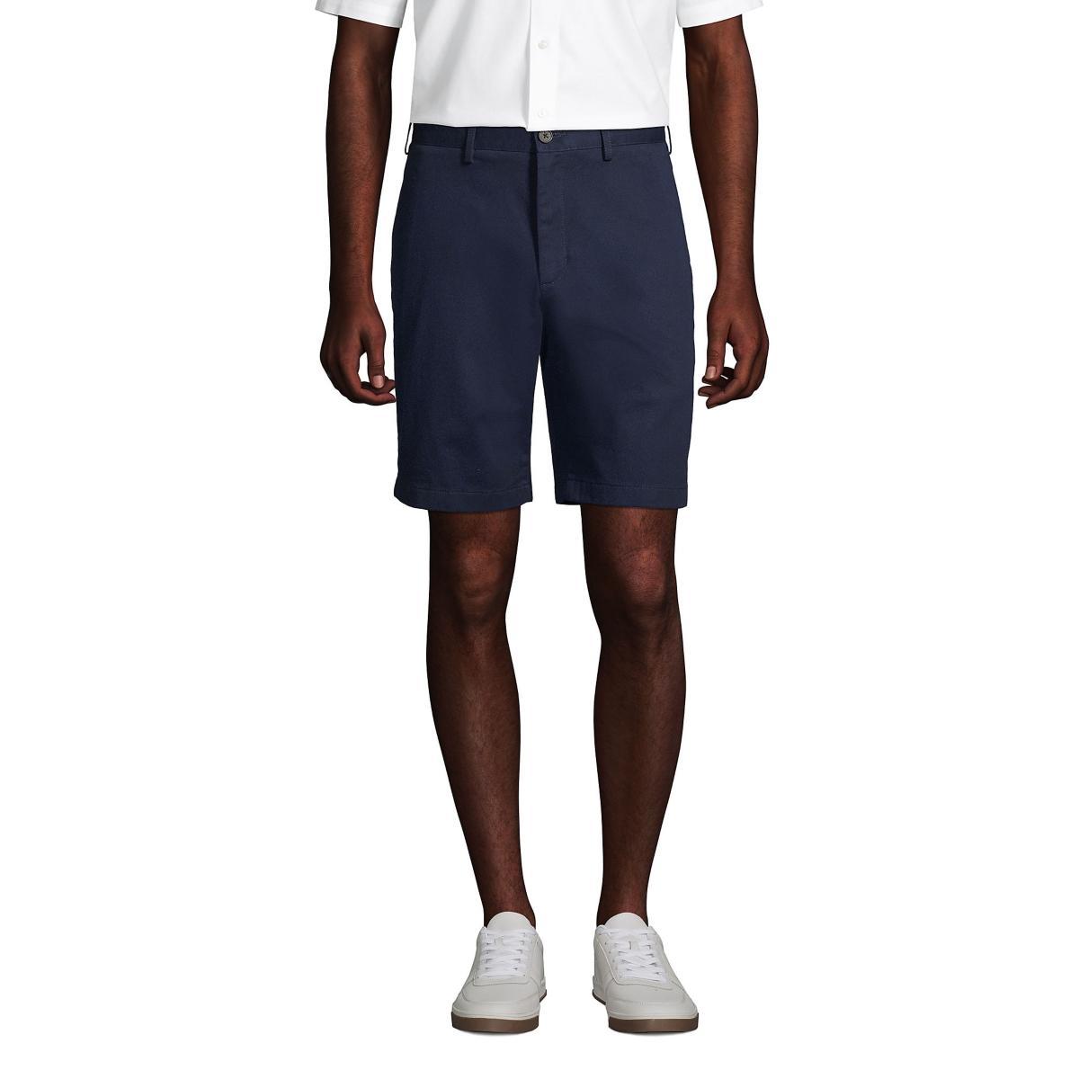 Mens Lands End Classic-Fit 9-inch No-Iron Chino Shorts Blue Product Image