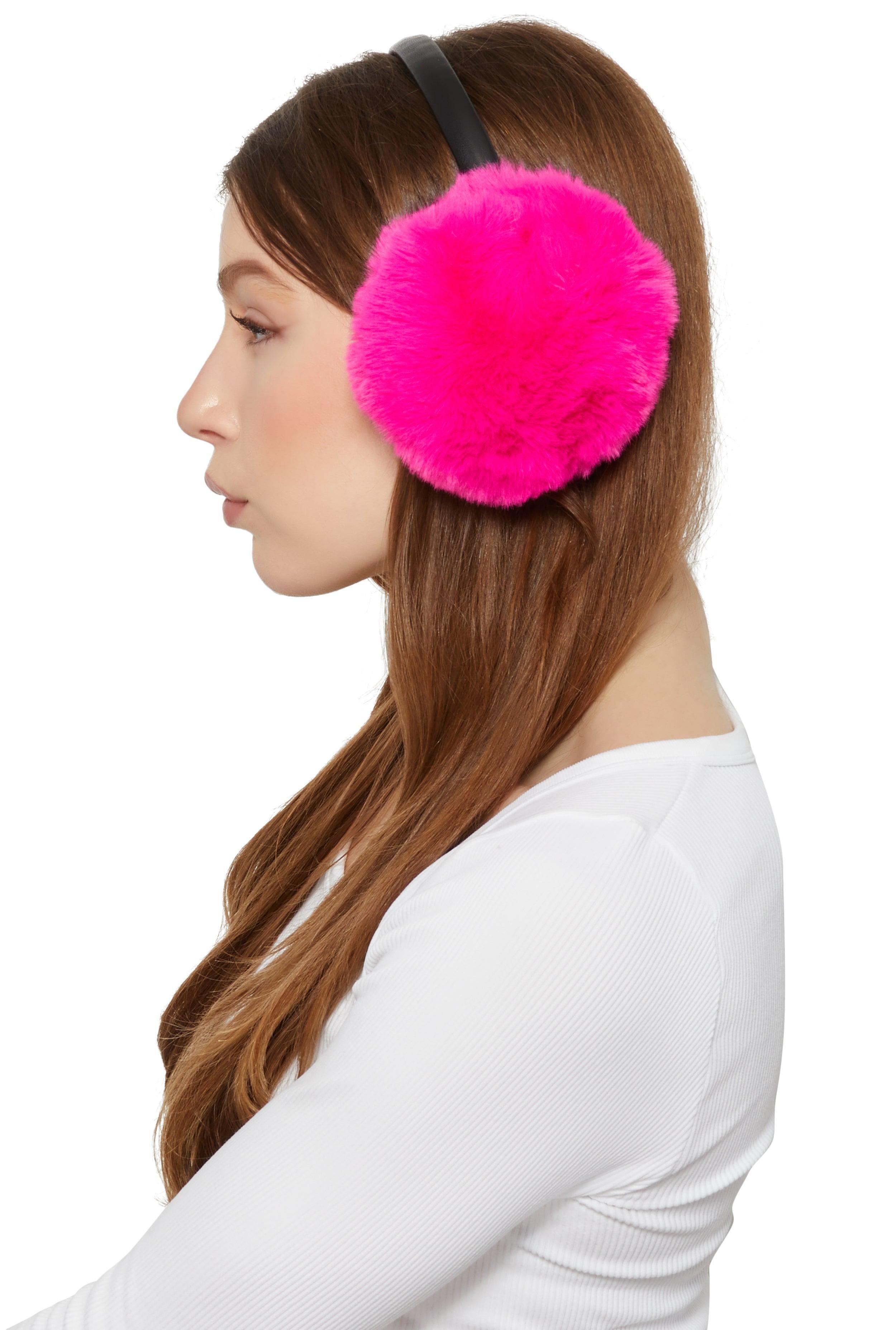 Faux Leather Band Faux Fur Earmuffs Female Product Image