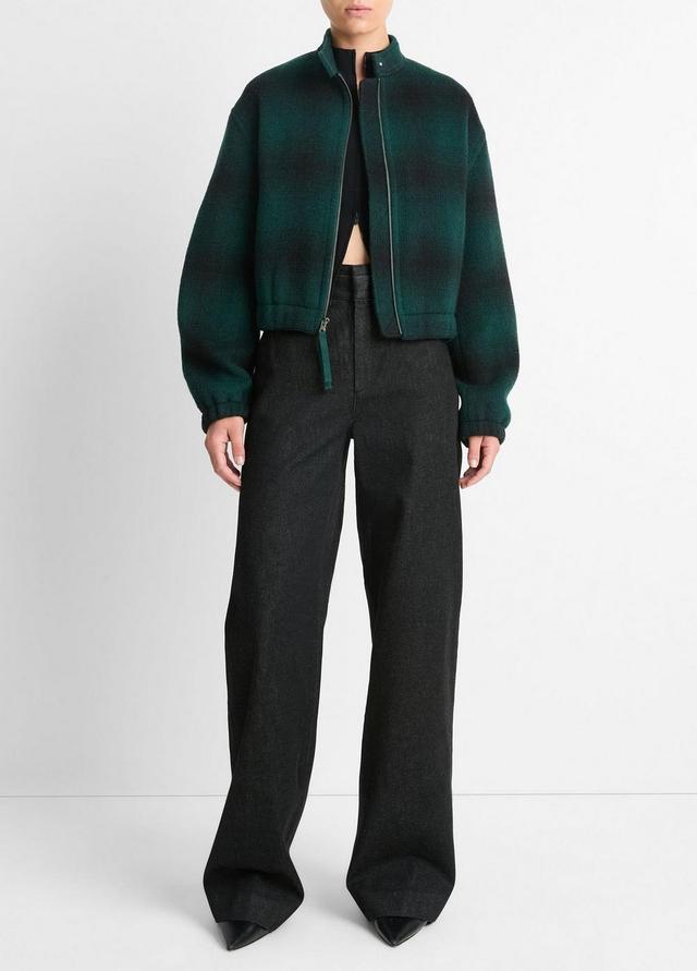 Shadow Plaid Italian Wool-Blend Bomber Jacket Product Image