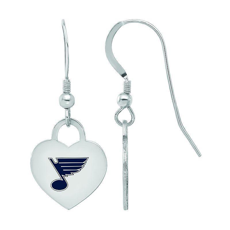 LogoArt Sterling Silver Enamel St Louis Blues Heart Drop Earrings, Womens Product Image