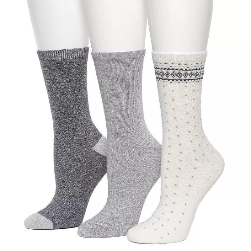 Womens Cuddl Duds 3-Pack Plushfill Midweight Diamond Fairisle Twist Checkboard Crew Socks Product Image