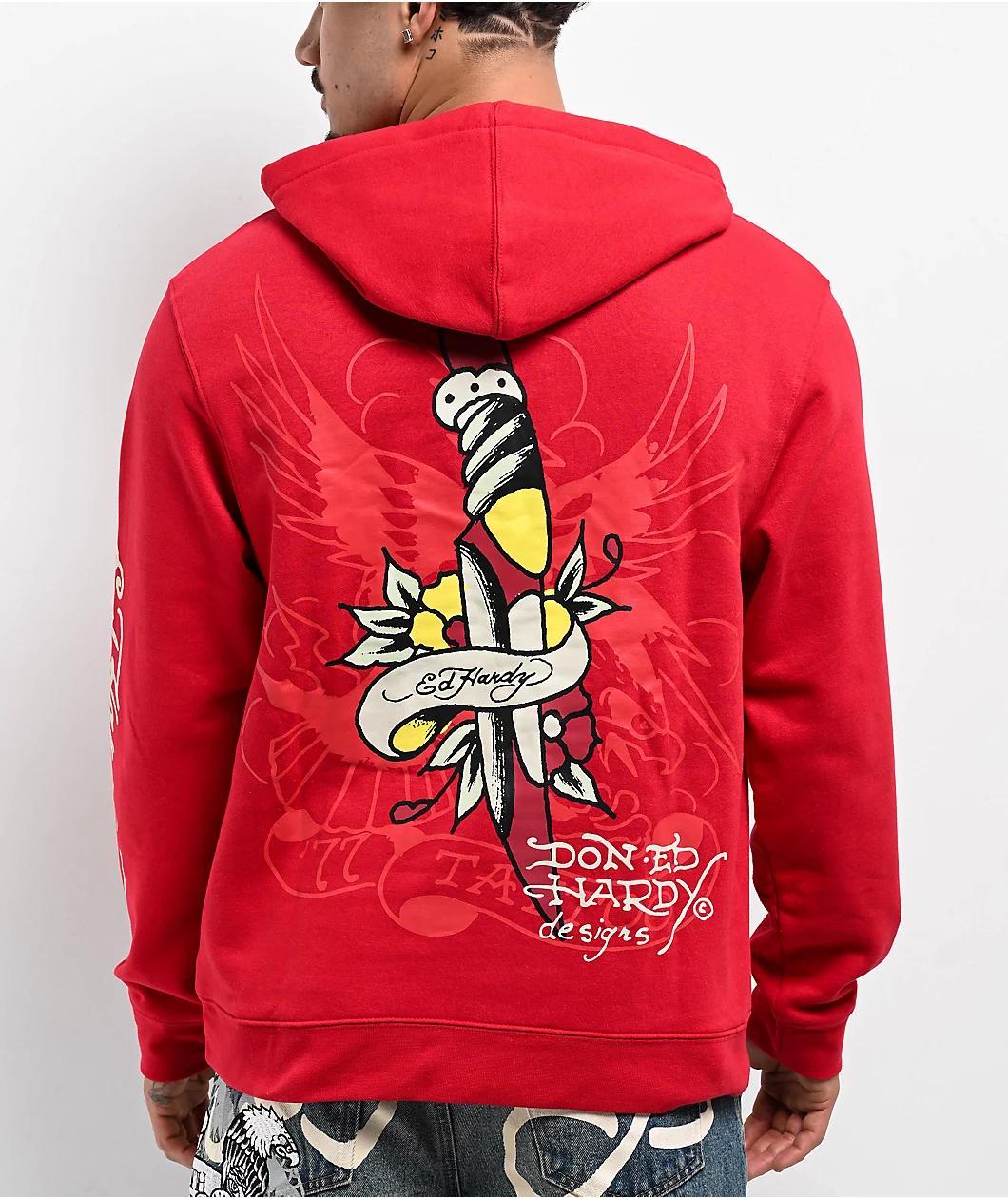 Ed Hardy Eagle Tiger Red Hoodie Product Image