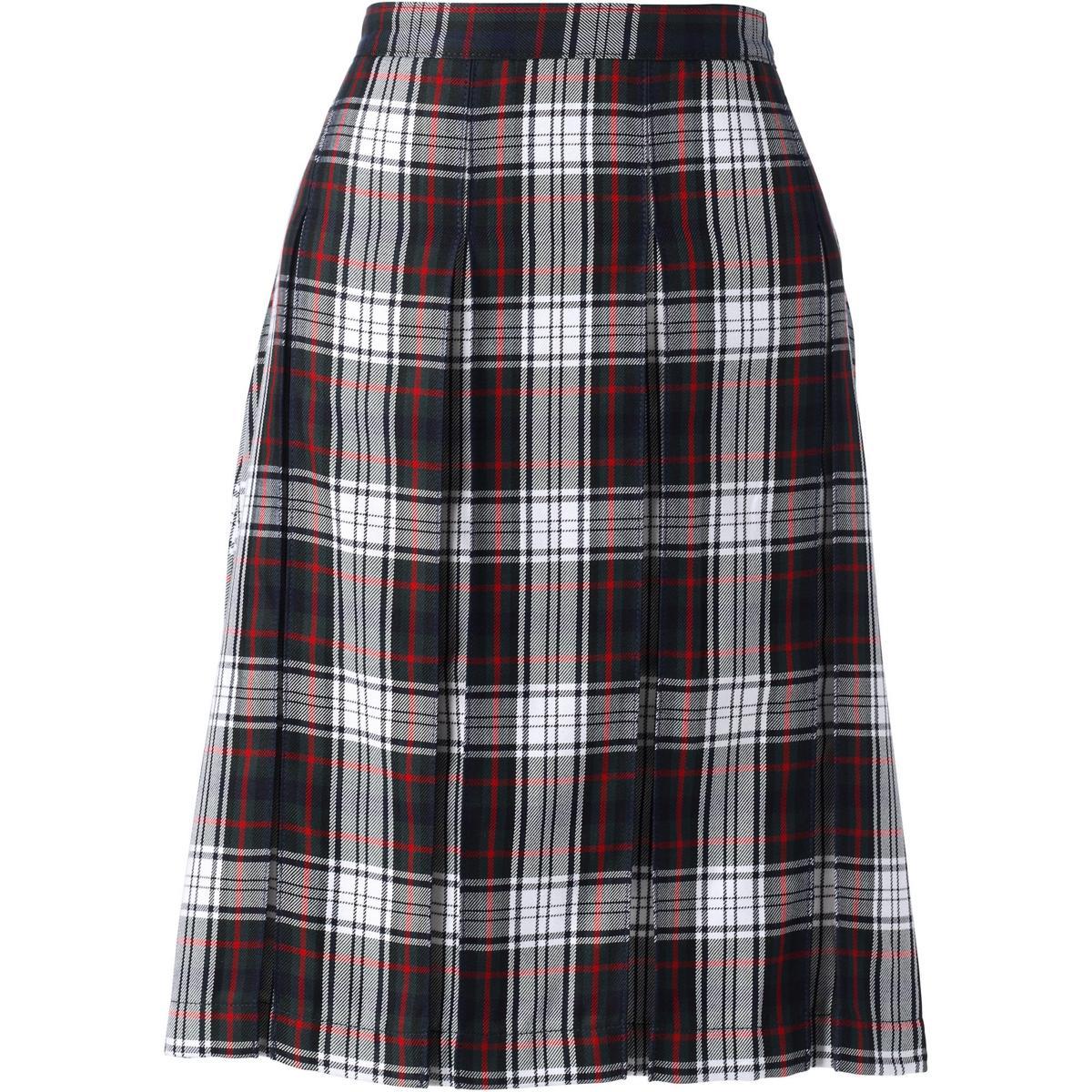 Womens Lands End School Uniform Plaid Box Pleat Skirt Blue Large Plaid Product Image