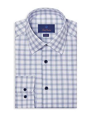 David Donahue Trim Fit Check Cotton Twill Dress Shirt Product Image