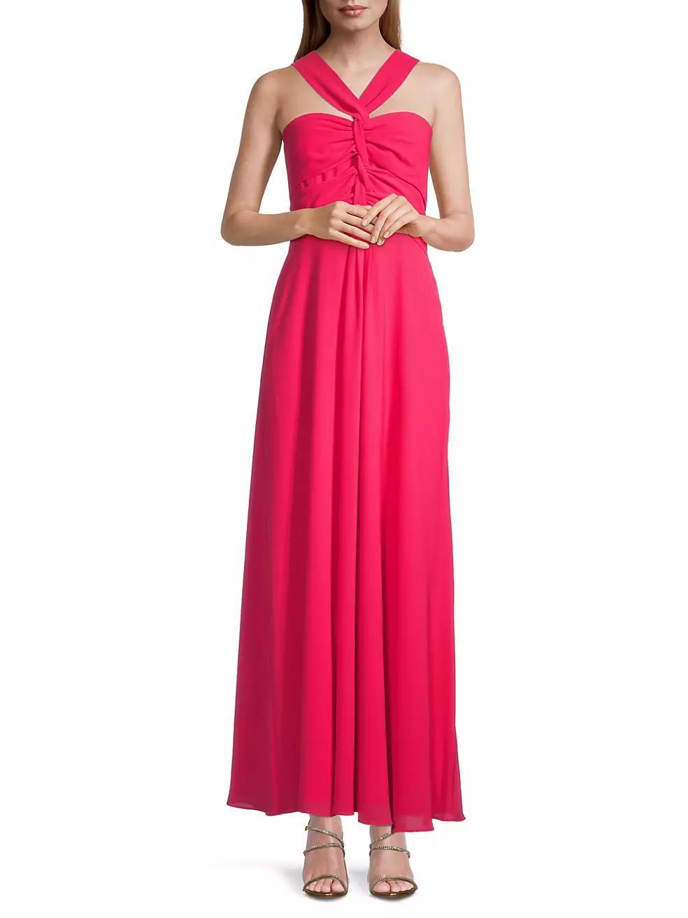 Georgette Twist Halter Gown Product Image