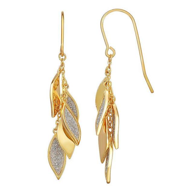 18k Gold Over Silver Glitter Dangle Wire Earrings, Womens Product Image