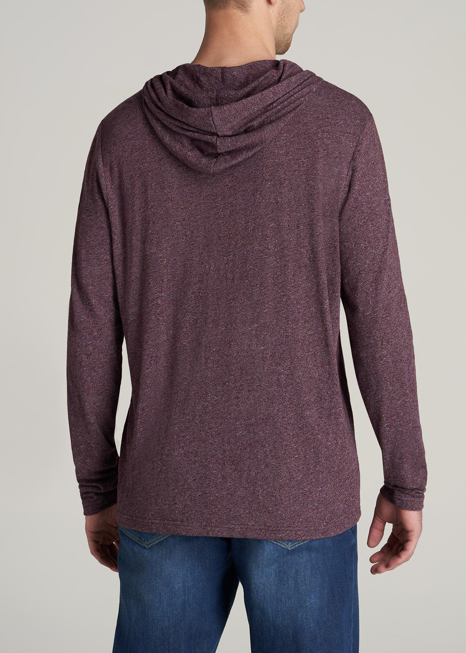 Henley Hoodie for Tall Men in Burgundy Mix Male Product Image