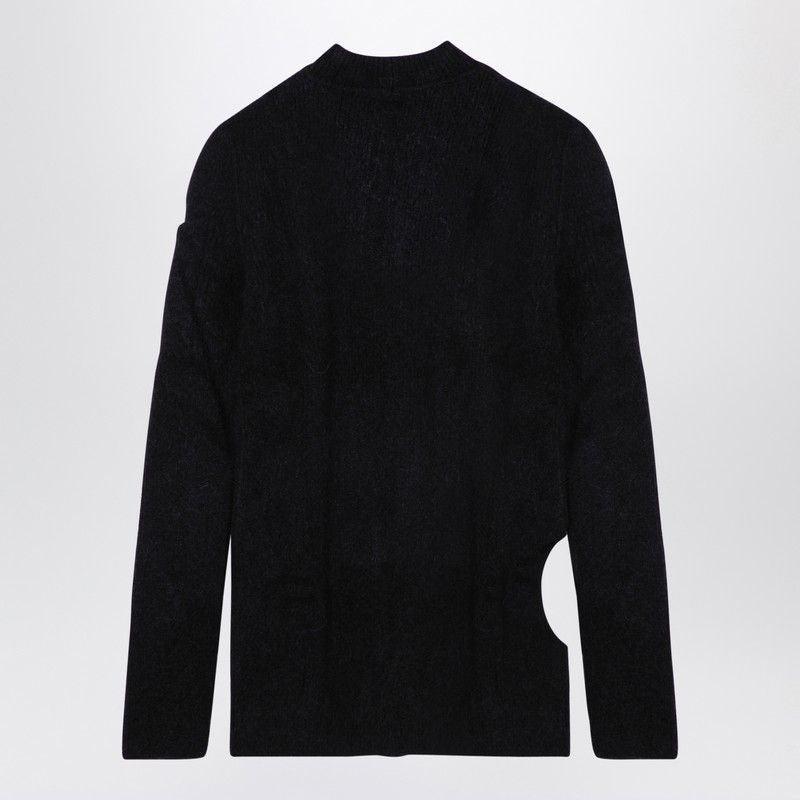 RICK OWENS Alpaca-blend Long Crew-neck Jumper For Men In Black Product Image