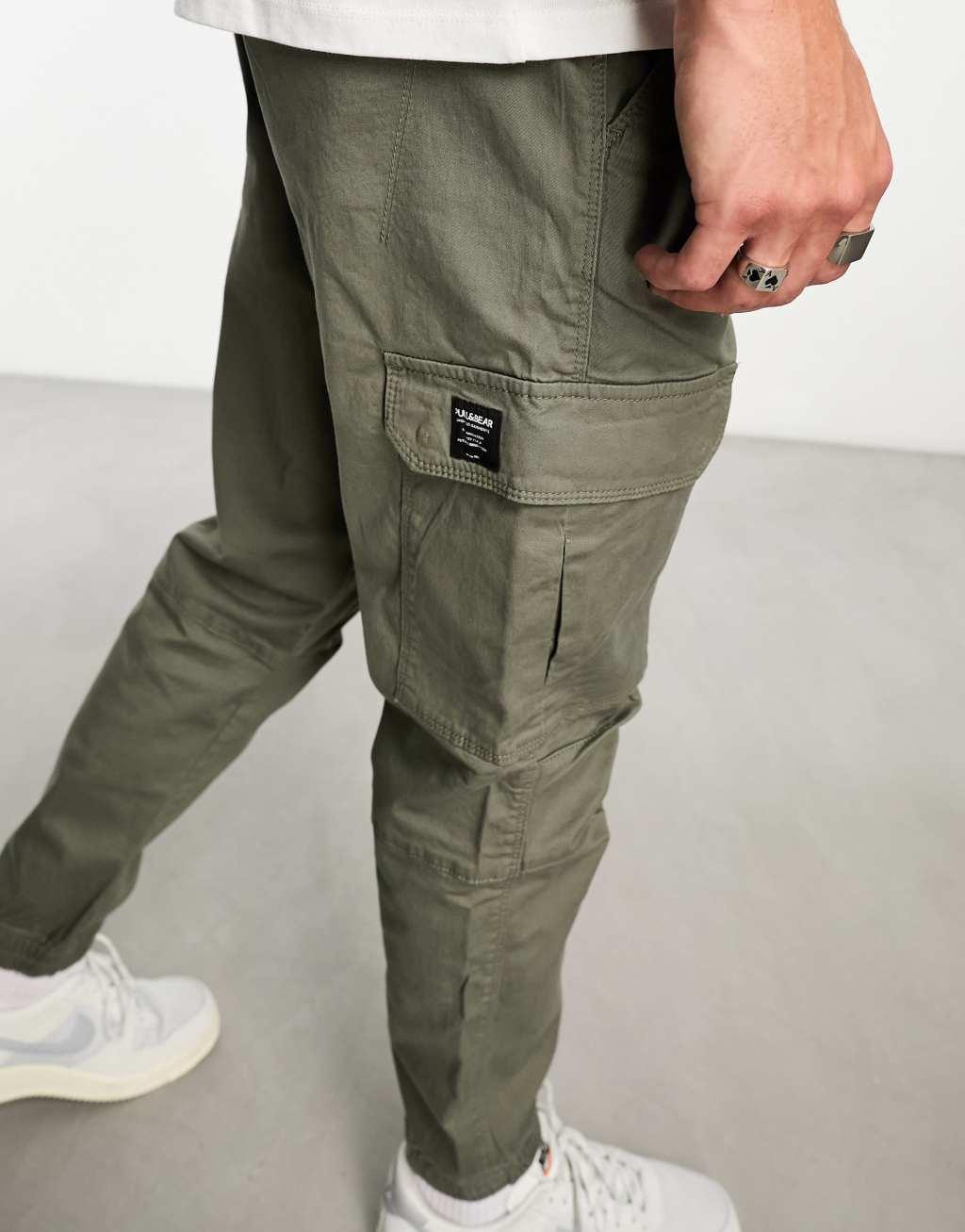 Pull&Bear cargo pants in khaki  Product Image