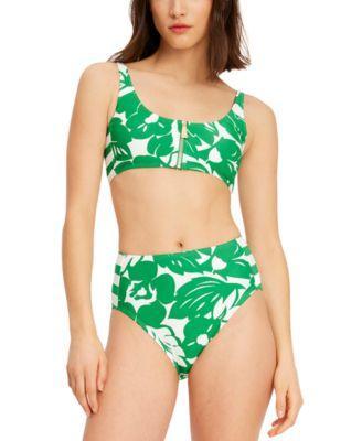 kate spade new york Womens Printed Zip-Front Bikini Top Product Image