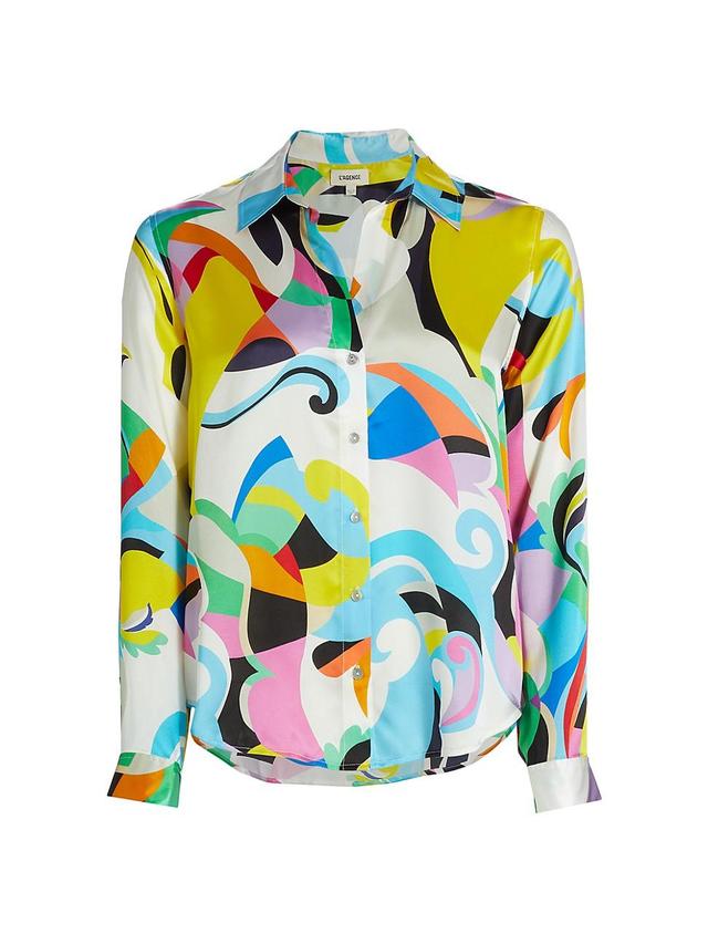 Womens Tyler Abstract Print Silk Blouse Product Image