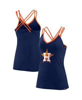 Womens Fanatics Navy Houston Astros Barrel It Up Cross Back V-Neck Tank Top Product Image