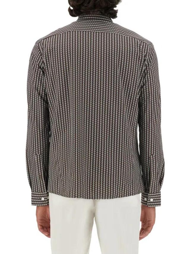 Boss Micro Check Pattern Shirt In Brown Product Image