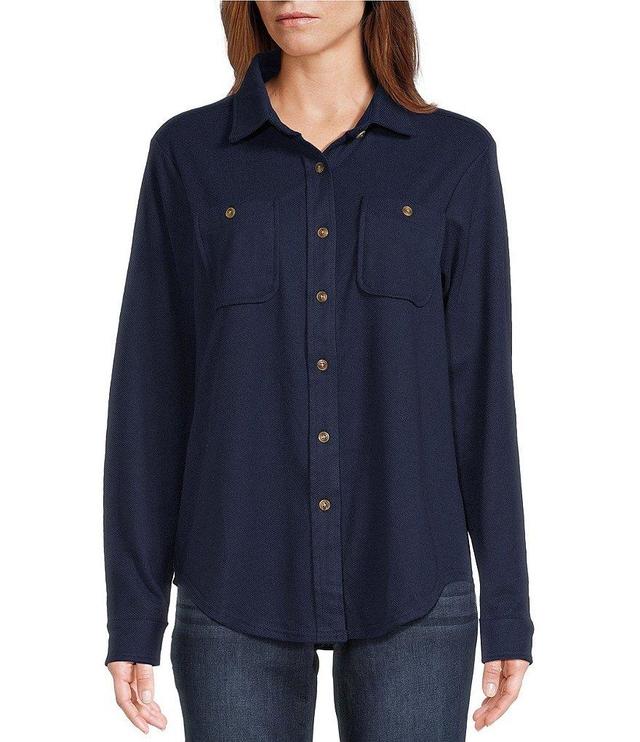 Westbound Petite Size Long Sleeve Collared Button Front Top Product Image