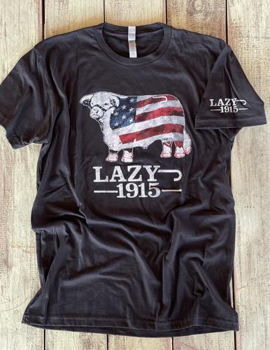 Lazy J Ranch Wear® Men's S/S American Flag Hereford T-Shirt Product Image