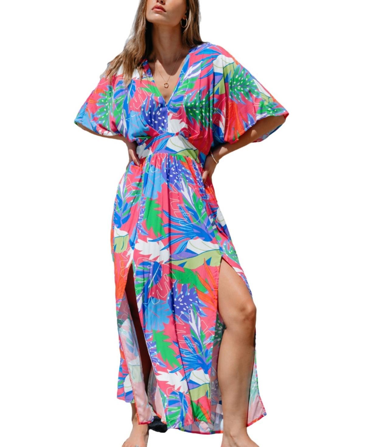 Cupshe Womens Bright Tropical Smocked Maxi Beach Dress Product Image