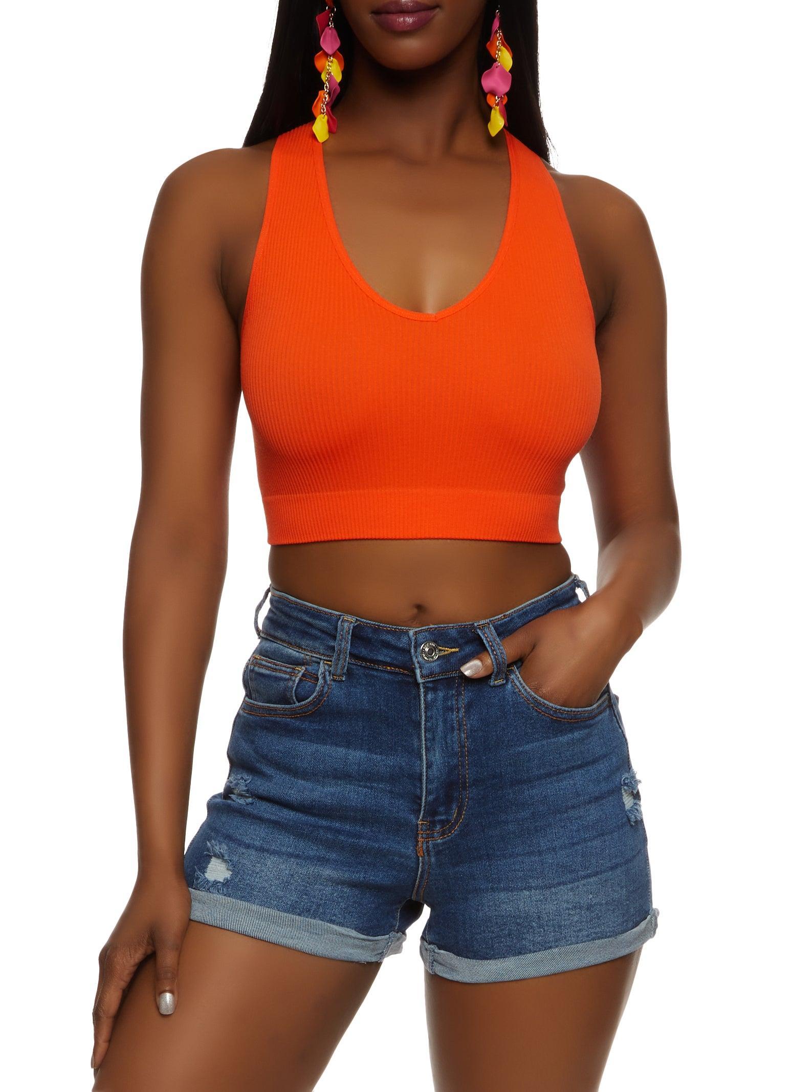 Womens Rib Knit Seamless Crop Top Product Image